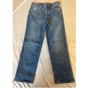 Carve Designs Straight Leg Jeans Women's 10 Blue Distressed High Rise